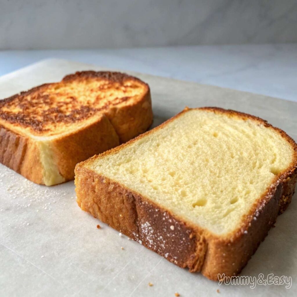 Golden-brown French toast vs. soggy, undercooked toast.