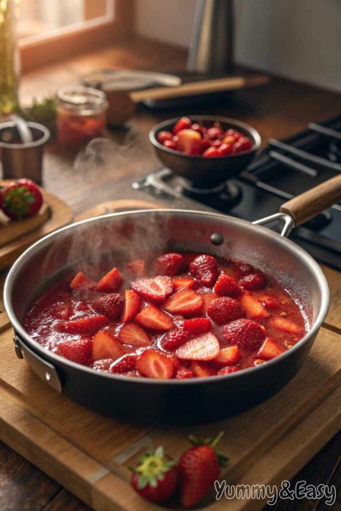 Homemade strawberry sauce for cheesecake