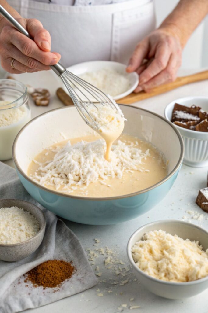 Mixing Ingredients for Coconut Macaroons