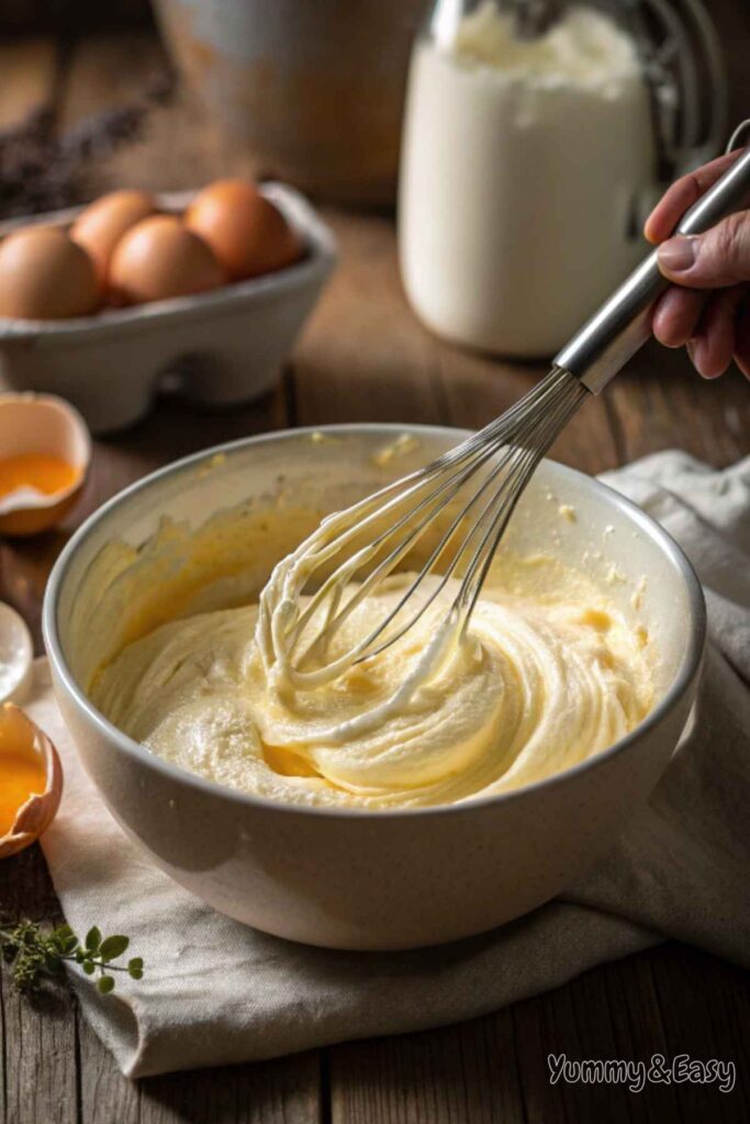 Whisking mascarpone cream for tiramisu