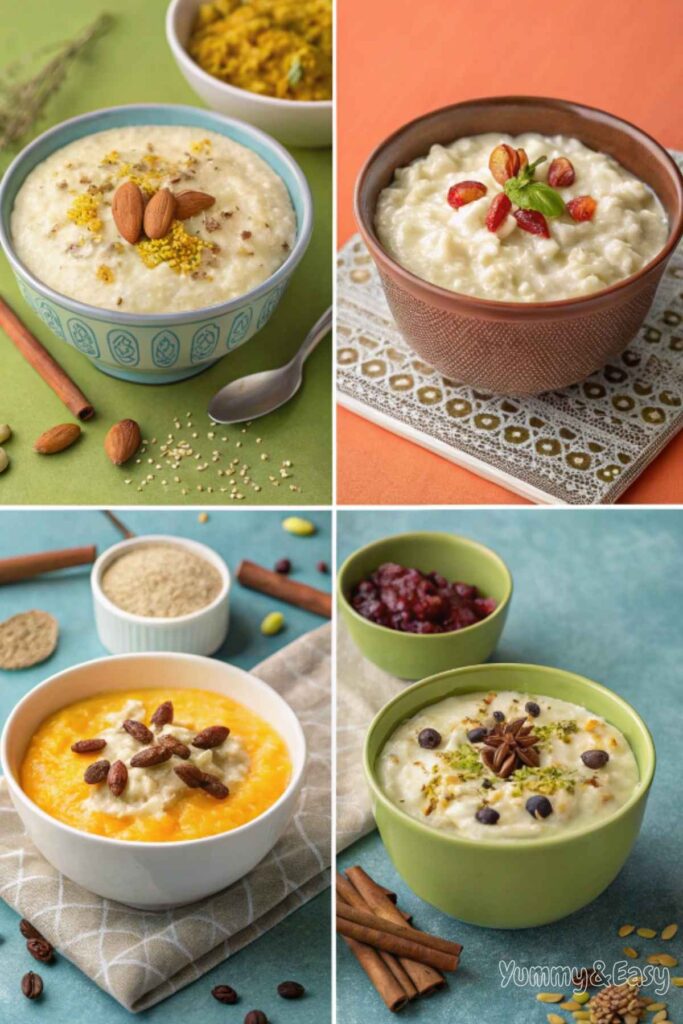 Different global variations of rice pudding