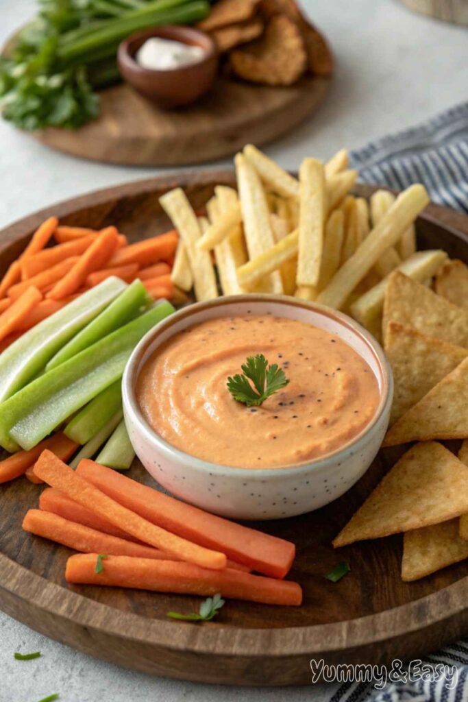 Chipotle Ranch Dip with Fries and Vegetables