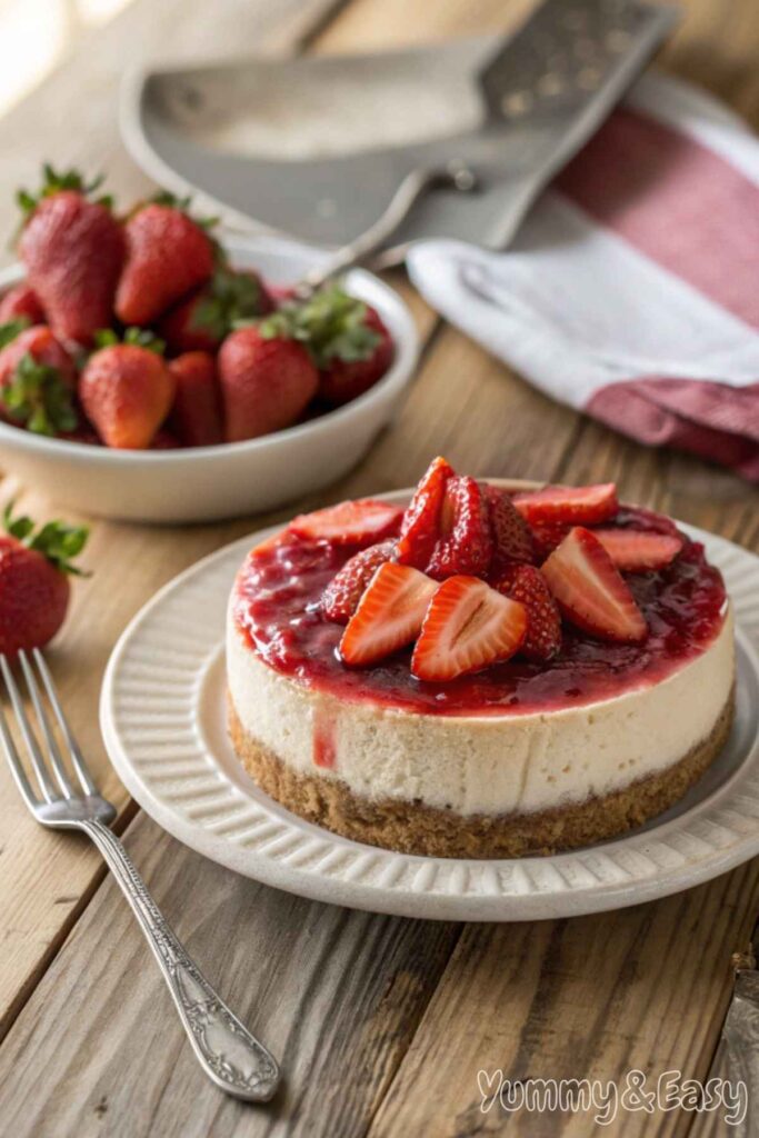 Strawberry Cheesecake Recipe with Fresh Topping