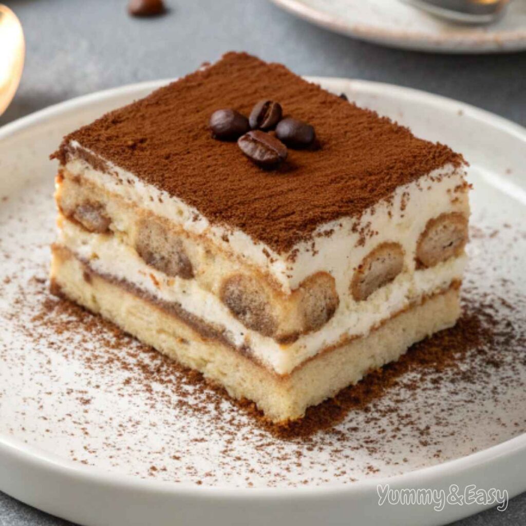 Classic tiramisu recipe with espresso and cocoa powder