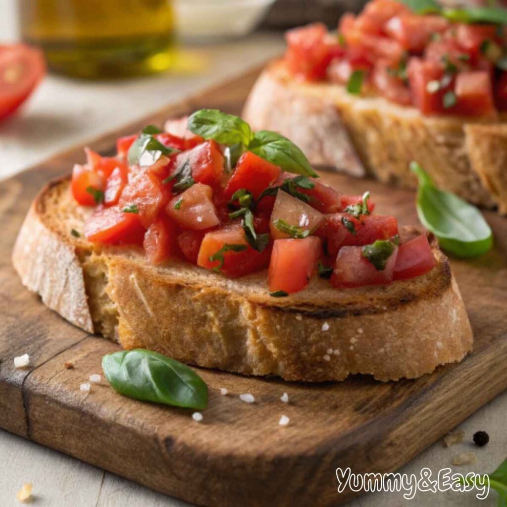 Freshly diced tomatoes and basil mixed with olive oil for bruschetta